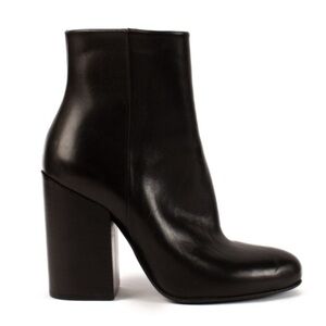 $790 Dries Van Noten Black Leather block Heel Ankle Boots 37.5 7 7.5